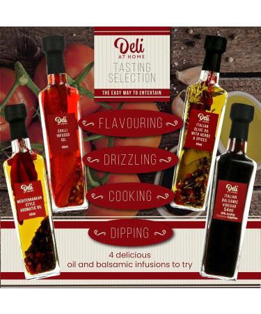 Premium Olive Oil Gift Set - 4 Infused Olive Oils & Balsamic Vinegar in Metal Rack - Perfect Italian Cooking Gift for Chefs - Buy Online on SooperMarket.com