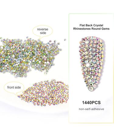 1440PCS 2MM Flat Back Crystal AB Rhinestones for Nail Art - Professional Nail Gems for Face, Teeth, DIY Crafts - Buy Online on SooperMarket.com