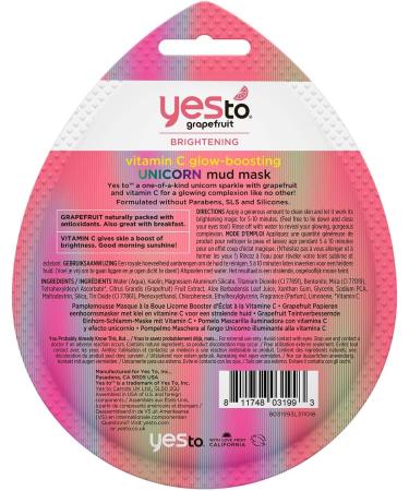 Yes To Grapefruit Vitamin C Glow-Boosting Unicorn Mud Mask Single Use 27 g - Buy Online on SooperMarket.com