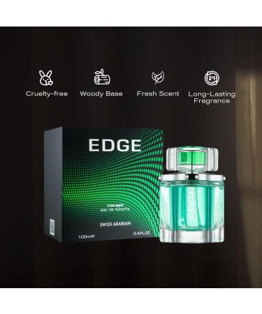 Swiss Arabian EDGE Men Eau de Parfum 100mL | Clean Citrusy and Shower Fresh | Lemon Lavender Mint Cinnamon Cardamom Cedarwood Patchouli Sandalwood | by Oud Perfume Artisan Cologne Spray - Buy Online on SooperMarket.com