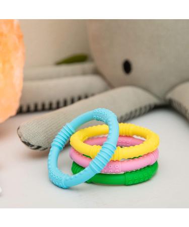Bonbino Teether Rings - 4 Pack Silicone Sensory Teething Rings for Soothing Baby Gum Pain - Multicolor Unisex - Buy Online on SooperMarket.com
