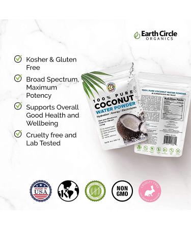 Earth Circle Organics Pure Young Dried Coconut Water Powder - 8oz | Unsweetened Electrolyte Supplement - Natural Keto Water Enhancer | Vegan & Gluten Free - Buy Online on SooperMarket.com