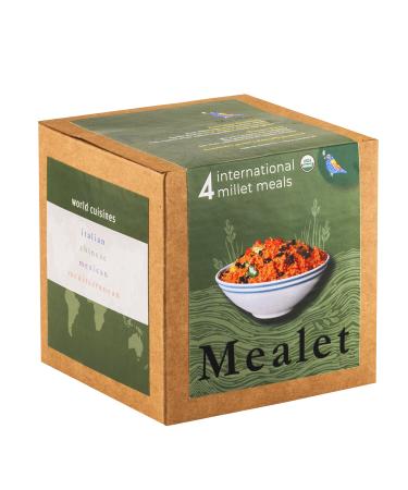 Mealet: 4 Organic International Millet meals. High Protein, Plant based, Gluten free, Ready to Eat in 10 min (Combo 4 Pack)