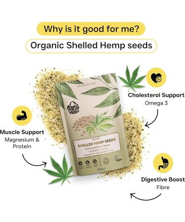 Earth's Basket Organic Shelled Hemp Seeds 250g - High Protein Superfood - Buy Online on SooperMarket.com