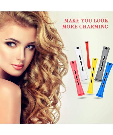 72 Pieces Short Plastic Hair Perm Rods Set - 6 Sizes Cold Wave Rods for Hair Curling - Hairdressing Tools with Tail Comb and Pintail Comb - Buy Online on SooperMarket.com