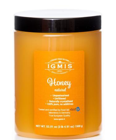 Raw Honey 1.5 Kilogram Natural Unpasteurised Unfiltered. Wildflower (Polyfloral). Naturally Crystallised. By Igmis Wild Flower (Polyfloral) 1.5 kg (Pack of 1)