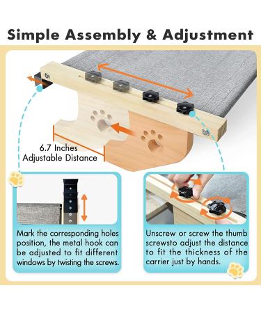 AMOSIJOY Cat Window Perch Hammock for Large Cats - Sturdy Wood & Metal Frame - Easy to Assemble Cat Bed for Windowsill, Bedside, Drawer, Cabinet - 21.7x15x6.9 - Buy Online on SooperMarket.com