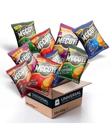 McCoy's Custom Case | 36 Pack | Choose any 3 Flavours & Receive 12x45g of each Choice | Includes 5 Varieties of Crunchy Potato Crisps Perfect for Snacking
