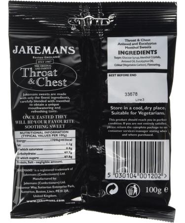 Jakemans Throat & Chest Soothing Menthol Sweets 100g - Buy Online on SooperMarket.com