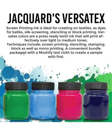 Jacquard Versatex Screen Printing Ink Set with Bonus Moshify Print Test Cloth - Buy Online on SooperMarket.com