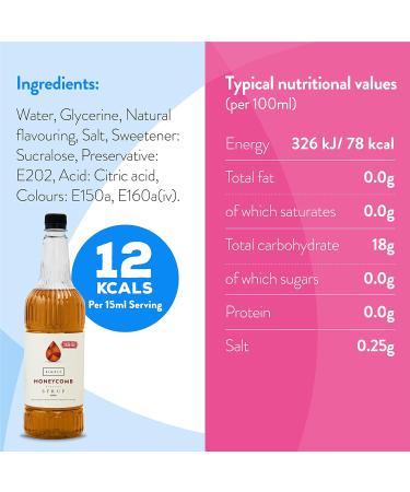 Simply Sugar Free Honeycomb Syrup 1L - Low Calorie, Vegan, Nut Free - Perfect for Coffee, Cocktails & Baking - Buy Online on SooperMarket.com