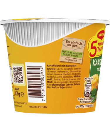 Buy Maggi 5 Minute Terrine Mashed Potatoes with Leaf Spinach - 8 Pack (47g Each) | Fast International Shipping - Buy Online on SooperMarket.com