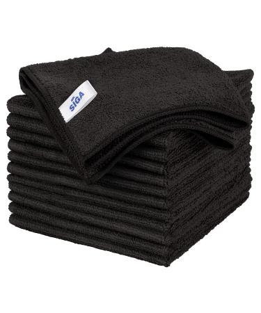 MR.SIGA Microfiber Cleaning Cloth, All-Purpose Microfiber Towels, Streak Free Cleaning Rags, Pack of 12, Black, Size 32 x 32 cm(12.6 x 12.6 inch) Black - 12 Pack