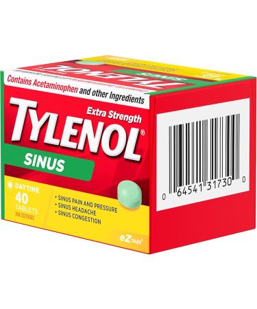 TYLENOL Extra Strength Sinus eZ Tabs Relieves Sinus congestion and other sinus Symptoms Daytime 40ct - Buy Online on SooperMarket.com