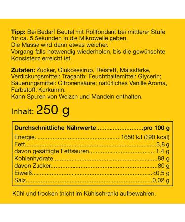 G nthart Yellow Fondant 250g - 100% Vegan Palm Oil-Free Tear-Resistant Cake Decor for Modeling & Covering - International Shipping Available - Buy Online on SooperMarket.com