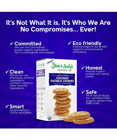 Steve and Andys Soft & Chewy Oatmeal Coconut Cookies - Gluten-Free Dessert, No Corn Syrup, Tree Nuts, Kosher, Non-GMO (2 Pack) - Buy Online on SooperMarket.com