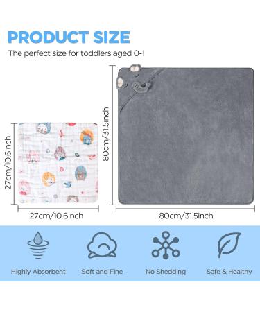 ZXK CO Hooded Baby Bath Towel with Elephant Hood | Absorbent Baby Towel & Flannels Blanket Set | Personalised Baby Gifts - Buy Online on SooperMarket.com