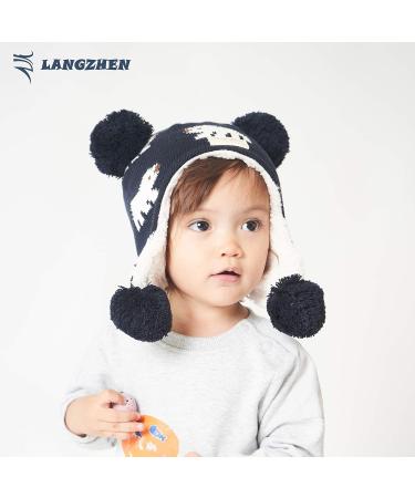 LANGZHEN Toddler Winter Hat Earflap Knit Cap for Baby Boys Girls 2-4 Years - Polar Bear Navy - Buy Online on SooperMarket.com
