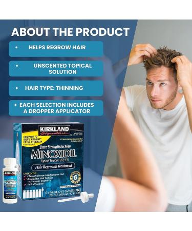 Kirkland Minoxidil 5% Extra Strength 6 Month Supply for Men - Hair Regrowth Treatment - 2 Fl Oz (Pack of 6) + Bonus Key Chain - Buy Online on SooperMarket.com