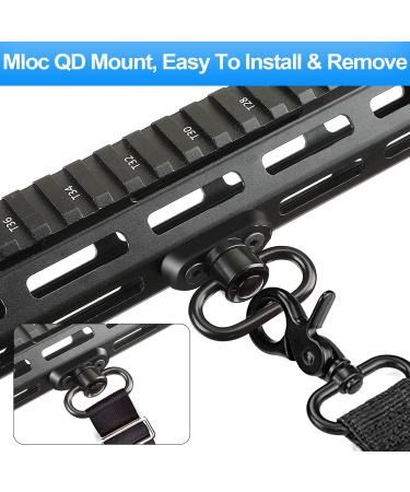 FANGOSS Two Point & Traditional Mlock Sling Rail Mounts with 1.25 Inch QD Push Button Swivel Loop - 2 Pack - Buy Online on SooperMarket.com