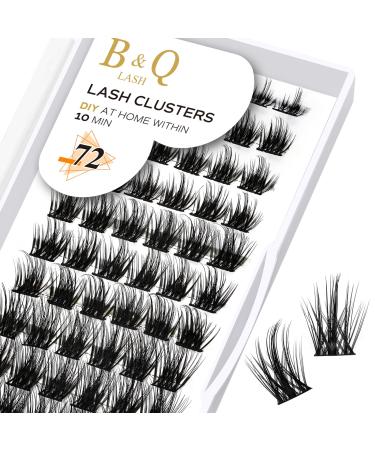 Cluster Lashes 14mm 72 Clusters B&Q Lash Clusters D Curl Individual Cluster Lashes Natural Eyelash Clusters DIY Lash Extensions Soft Fluffy Cluster Eyelash Extensions (B20 D-14mm) D-14 mm B 20