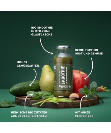 Monastery Kitchen Bio Smoothie Green Cucumber Spinach Mint Apple | Superfood Breakfast Vegan in Glass Bottle | 6x250ml Power Food Home Ingredients - Buy Online on SooperMarket.com