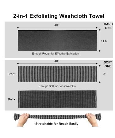 Yiclick 2 Pack Exfoliating Washcloth Towel - Korean Japanese African Body Scrubber Loofah Sponge - Shower Bath Exfoliator Rag - Buy Online on SooperMarket.com