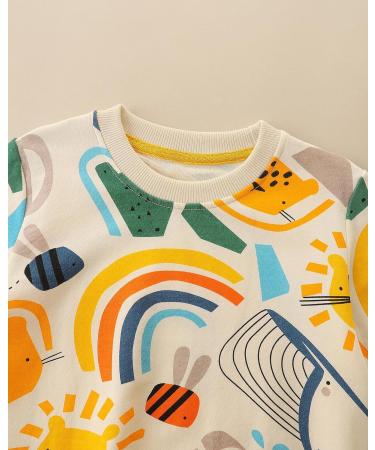 Kids Dinosaur Sweatshirt | Cotton Long Sleeve Jumper | Toddler Boys Girls Pullover | Baby Clothes 1-8 Years | 3-4 Years Rainbow - Buy Online on SooperMarket.com