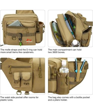 Piscifun Fishing Tackle Bag with Rod Holder | Water-Resistant Sling Pack in Black, Khaki, Tree Camo, Green Camo - Buy Online on SooperMarket.com