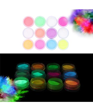 Glow in the Dark Powder (Pack of 24) Luminous Pigment Powder Fluorescent UV Neon Color Changing luminescent Phosphorescent Thermochromic Dye Dust Glo for Slime Nails Resin Acrylic Paint Ink Non-Toxic