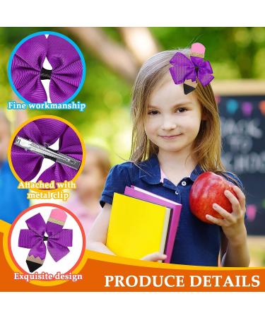 Whaline 8Pcs Back to School Bow Hair Clips - Colorful Pencil Hair Bows for Girls - Cheerleader Hair Accessories - Buy Online on SooperMarket.com