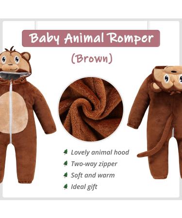 COOKY.D Unisex Winter Animal Hooded Baby Romper - 18-24 Months, Dark Brown - Buy Online on SooperMarket.com