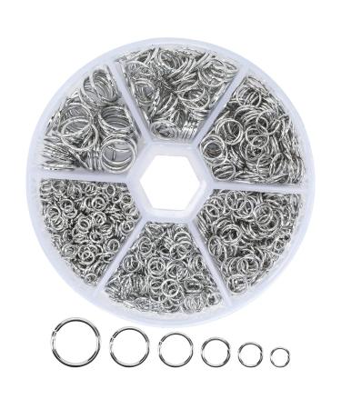 1000Pcs O Ring Connectors Metal Open Jump Rings Set 304 Stainless-Steel Jump Rings for Jewelry Making Connectors ( 4mm 5mm 6mm 7mm 8mm 10mm) Silver