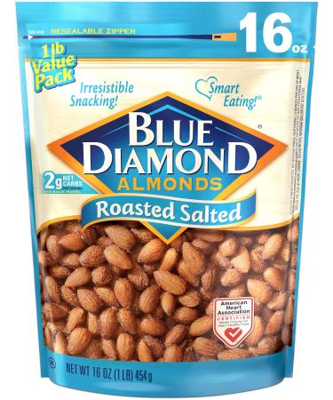 Blue Diamond Almonds, Roasted Salted, 16 oz Roasted Salted,Salted 1 Pound (Pack of 1)