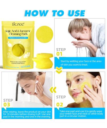 60PCS Turmeric Cleansing Pads with Vitamin B5 & C | Exfoliating Foaming Pads for Glowing Skin | Turmeric Lemon Chamomile Face Treatment - Buy Online on SooperMarket.com