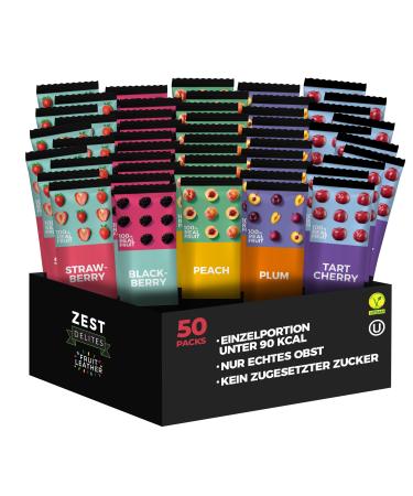 ZEST Delites Fruit Retail sweets gluten -free food dried fruits healthy snacks 25 g pack with 50 pieces of strawberry blackberry peach plum cherry fruitful 50 pack 50