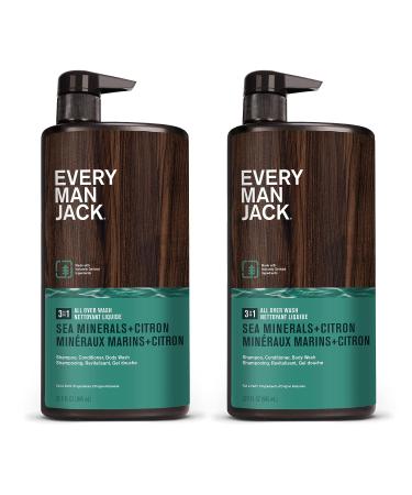 Every Man Jack Sea Minerals + Citron Men's 3-in-1 All Over Wash - Sea Mineral, Bergamot, Citrus - For All Skin and Hair Types - Soy Proteins for Cleansing, Nourishing, and Protecting - Buy Online on SooperMarket.com