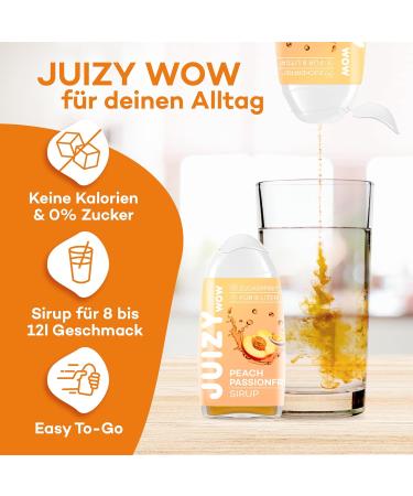 Juizy WoW Sugar-Free Syrup - 16 x 65ml Peach Passionfruit | Zero Calories Vegan Beverage Concentrate | Natural 192L Drink Mix - Buy Online on SooperMarket.com