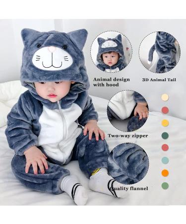 Doladola Unisex Baby Onesie: Animal Cartoon Cat Toddler Hooded Romper (3-6 Months, Black Cat) - Buy Online on SooperMarket.com