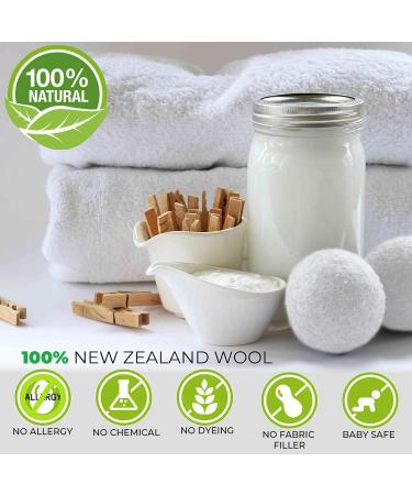 6 XL Organic Tumble Dryer Balls - 100% New Zealand Wool | Eco-Friendly Fabric Softener - Buy Online on SooperMarket.com