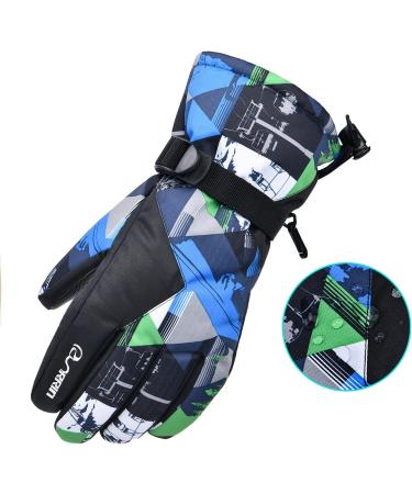 Winter Ski Gloves RunRRIn | Waterproof & Breathable Snow Gloves for Men, Women, and Kids | Black-Blue | Size L (Fits Boys 11-15 years old) - Buy Online on SooperMarket.com