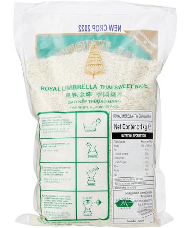 Royal Umbrella Thai Glutinous Rice 1 kg - Authentic Sticky Rice (Pack of 1) - Buy Online on SooperMarket.com