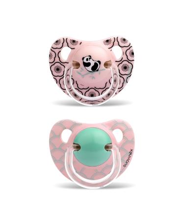 Suavinex - Pack of 2 pacifiers + 18 months. Anatomical teat made of 0% bisphenol color pink design Panda