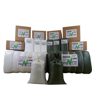 UpNorth Sandbags - Box of 100 - Empty Woven Polypropylene Sand Bags w/Ties  w/UV Protection size: 14" x 26"  color: Military Green 100 BAGS Green - Buy Online on SooperMarket.com