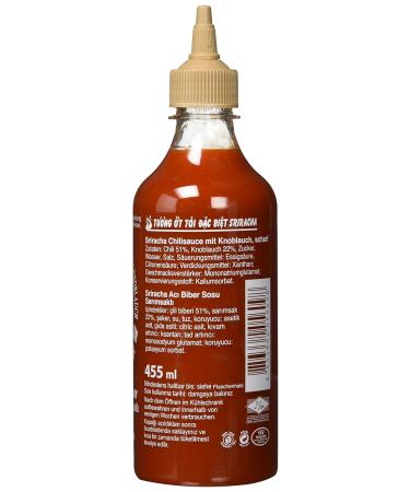 FLYING GOOSE Sriracha Hot Chili Sauce with Extra Garlic - Authentic Thai Brown Cap Seasoning Sauce (455 ml) - Perfect for Spicy Dishes & Marinades - Buy Online on SooperMarket.com