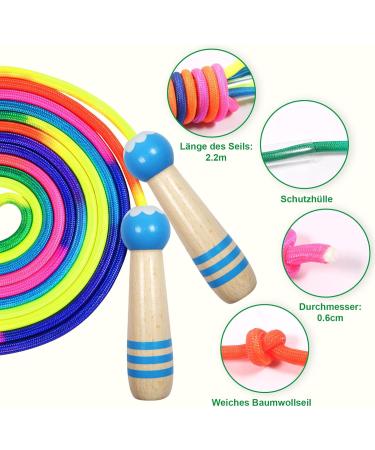 Qetlavee Adjustable Jump Rope for Kids - 2 Pieces 220cm Wooden Handles Perfect Gift for Boys & Girls Ages 6-10 - Blue & Pink - Buy Online on SooperMarket.com