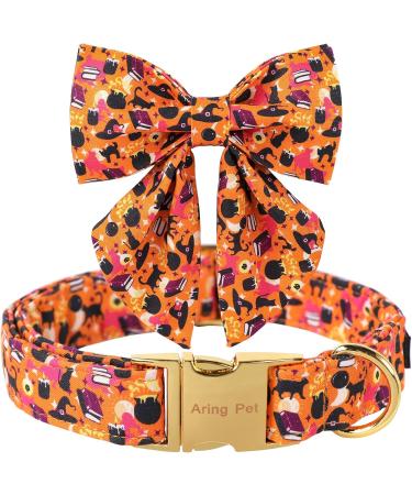 Aring Pet Halloween Dog Collar - Adjustable Cotton X-Small Sweet Orange with Sailor Fly - Perfect for Festive Celebrations! - Buy Online on SooperMarket.com