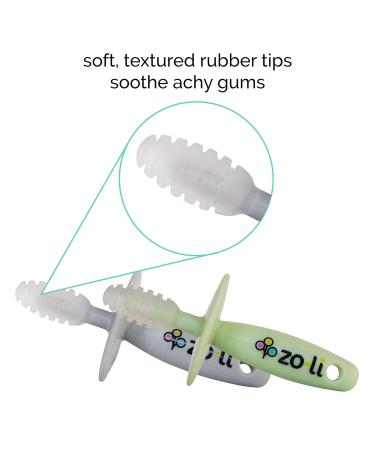 ZoLi Chubby Gummy Teether | 2-Pack Green/Grey BPA-Free Teething Stick for Baby Teething Relief - Buy Online on SooperMarket.com