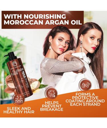 Moroccan Argan Oil Shampoo - Sulfate Free Hydrating Anti-Frizz Care for All Hair Types | Deep Moisturizing Treatment for Color Treated & Damaged Hair - Buy Online on SooperMarket.com