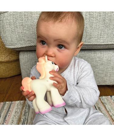 Nuby Unicorn Rubber Teether - 0 Months+ Baby Teething Toy | Soft & Safe White Teether for Infants - Buy Online on SooperMarket.com